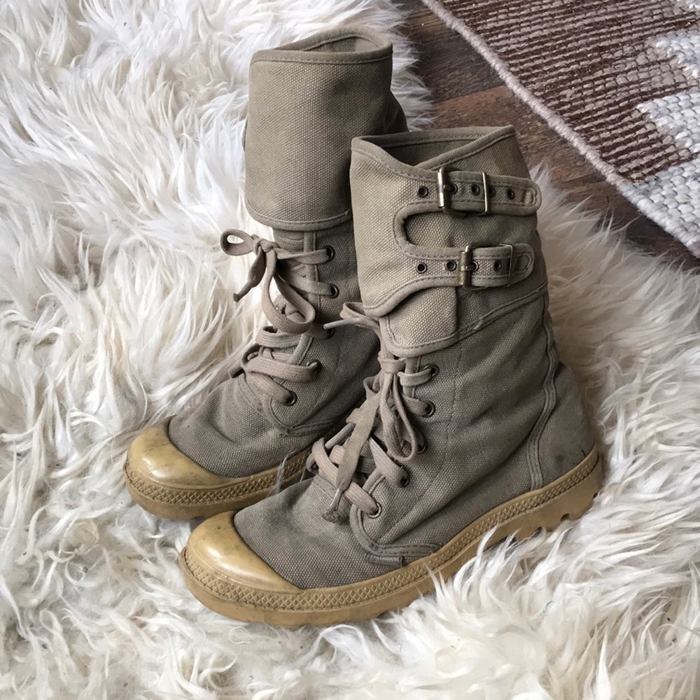 Palladium Grey Canvas Pallabrouse Hi Boots